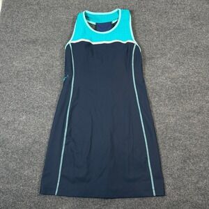 Title Nine Twisted Sister Dress Womens Sz M Navy Teal Active Pocket Pickleball